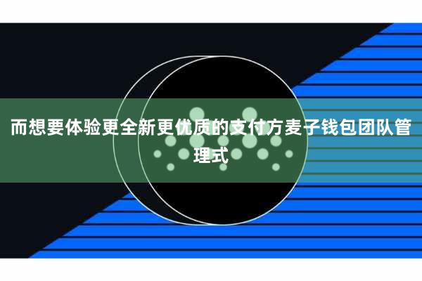 而想要体验更全新更优质的支付方麦子钱包团队管理式